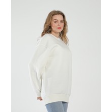 Awcıı Store Kadın Bisiklet Yaka Oversize Düz Siyah Sweatshirt