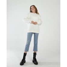 Awcıı Store Kadın Bisiklet Yaka Oversize Düz Siyah Sweatshirt