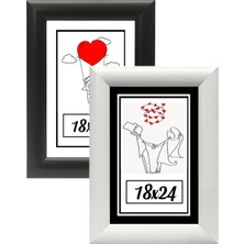 Özcanlar Çerçeve 18X24 2'li Fotoğraf Çerçevesi Siyah-Beyaz Modern Ofis Sanat Ev Home Ofis Dekoratif Çerçeveler