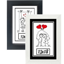 Özcanlar Çerçeve 13X18-2'LI Fotoğraf Çerçevesi Siyah-Beyaz Modern Ofis Sanat Ev Home Dekoratif Çerçeve