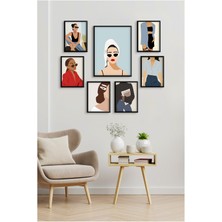 Özcanlar Çerçeve Çerçeveli Çoklu Tablo Seti Women Kadınlar  Çerçeveler Ev Dekoru Tablo Konsept Seti Baskı Seti 160
