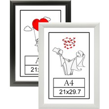 Özcanlar Çerçeve 21X29,7- 2'li Fotoğraf Çerçevesi Siyah-Beyaz Modern Ofis Sanat Ev Home Dekoratif Çerçeve A4