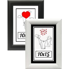 Özcanlar Çerçeve 10X15-2'LI Fotoğraf Çerçevesi Siyah-Beyaz Modern Ofis Sanat Ev Home Dekoratif Çerçeve