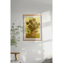 Özcanlar Çerçeve Ahşap Çerçeveli Tablo Çerçeveli Ahşap Dekor Tablo Seti Dekoratif Tablo Van Gogh Ayçiçeği Vazo