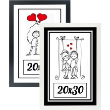 Özcanlar Çerçeve 20X30 2'li Fotoğraf Çerçevesi Siyah-Beyaz Modern Ofis Sanat Ev Home Dekoratif Çerçeve