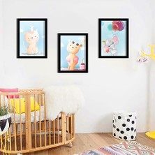 Özcanlar Çerçeve Bebek Odası Çocuk Odası Doğumgünü Parti Pano Tablo Mdf Baskı Dekorasyon Hayvanlar Diyarı Resim Çerçeveli Çocuk Odası 30X40