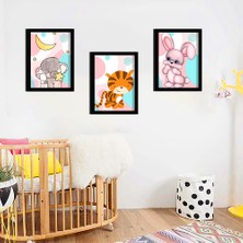 Özcanlar Çerçeve Bebek Odası Çocuk Odası Doğumgünü Parti Pano Tablo Mdf Baskı Dekorasyon Hayvanlar Diyarı Resim Çerçeveli Çocuk Odası 20X30