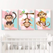 Özcanlar Çerçeve Bebek Odası Çocuk Odası Doğumgünü Parti Pano Tablo Mdf Baskı Dekorasyon Hayvanlar Diyarı Resim Çerçeveli Çocuk Odası 30X40