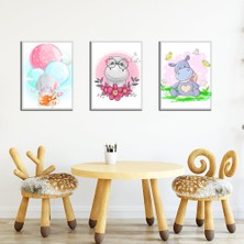 Özcanlar Çerçeve Bebek Odası Çocuk Odası Doğumgünü Parti Pano Tablo Mdf Baskı Dekorasyon Hayvanlar Diyarı Resim Çerçeveli Çocuk Odası 30X40
