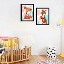 Özcanlar Çerçeve Bebek Odası Çocuk Odası Doğumgünü Parti Pano Tablo Mdf Baskı Dekorasyon Hayvanlar Diyarı Resim Çerçeveli Çocuk Odası 30X40