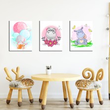 Özcanlar Çerçeve Bebek Odası Çocuk Odası Doğumgünü Parti Pano Tablo Mdf Baskı Dekorasyon Hayvanlar Diyarı Resim Çerçeveli Çocuk Odası 30X40