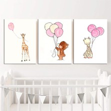 Özcanlar Çerçeve Bebek Odası Çocuk Odası Doğumgünü Parti Pano Tablo Mdf Baskı Dekorasyon Hayvanlar Diyarı Resim Çerçeveli Çocuk Odası 30X40