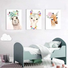Özcanlar Çerçeve Bebek Odası Çocuk Odası Doğumgünü Parti Pano Tablo Mdf Baskı Dekorasyon Hayvanlar Diyarı Resim Çerçeveli Çocuk Odası 20X30
