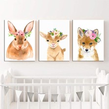 Özcanlar Çerçeve Bebek Odası Çocuk Odası Doğumgünü Parti Pano Tablo Mdf Baskı Dekorasyon Hayvanlar Diyarı Resim Çerçeveli Çocuk Odası 30X40