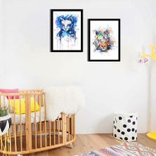 Özcanlar Çerçeve Bebek Odası Çocuk Odası Doğumgünü Parti Pano Tablo Mdf Baskı Dekorasyon Hayvanlar Diyarı Resim Çerçeveli Çocuk Odası 30X40