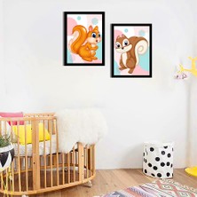 Özcanlar Çerçeve Bebek Odası Çocuk Odası Doğumgünü Parti Pano Tablo Mdf Baskı Dekorasyon Hayvanlar Diyarı Resim Çerçeveli Çocuk Odası 30X40