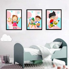 Özcanlar Çerçeve Bebek Odası Çocuk Odası Doğumgünü Parti Pano Tablo Mdf Baskı Dekorasyon Hayvanlar Diyarı Resim Çerçeveli Çocuk Odası 30X40