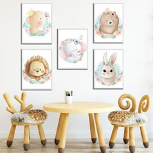 Özcanlar Çerçeve Bebek Odası Çocuk Odası Doğumgünü Parti Pano Tablo Mdf Baskı Dekorasyon Hayvanlar Diyarı Resim Çerçeveli Çocuk Odası 20X30