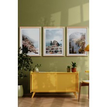 Özcanlar Çerçeve Ahşap Çerçeveli Tablo  Dekorasyon  Ev Dekoru Modern Sanat Sahil Baskısı Italya Plaj Tatil