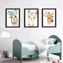 Özcanlar Çerçeve Bebek Odası Çocuk Odası Doğumgünü Parti Pano Tablo Mdf Baskı Dekorasyon Hayvanlar Diyarı Resim Çerçeveli Çocuk Odası 30X40