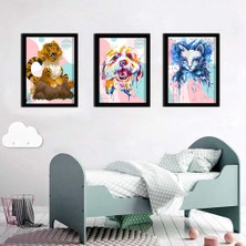 Özcanlar Çerçeve Bebek Odası Çocuk Odası Doğumgünü Parti Pano Tablo Mdf Baskı Dekorasyon Hayvanlar Diyarı Resim Çerçeveli Çocuk Odası 20X30