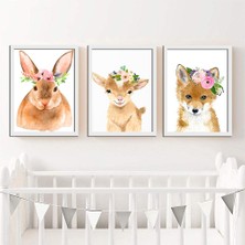 Özcanlar Çerçeve Bebek Odası Çocuk Odası Doğumgünü Parti Pano Tablo Mdf Baskı Dekorasyon Hayvanlar Diyarı Resim Çerçeveli Çocuk Odası  30X40