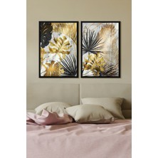 Özcanlar Çerçeve Çerçeveli Tablo Modern Sanatsal  Dekorasyon Ev Dekoru Ikili Çerçeve Abstract Bitki ÖZC--364