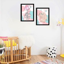 Özcanlar Çerçeve Bebek Odası Çocuk Odası Doğumgünü Parti Pano Tablo Mdf Baskı Dekorasyon Hayvanlar Diyarı Resim Çerçeveli Çocuk Odası 30X40