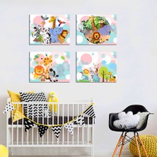 Özcanlar Çerçeve Bebek Odası Çocuk Odası Doğumgünü Parti Pano Tablo Mdf Baskı Dekorasyon Hayvanlar Diyarı Resim Çerçeveli Çocuk Odası 20X30