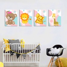 Özcanlar Çerçeve Bebek Odası Çocuk Odası Doğumgünü Parti Pano Tablo Mdf Baskı Dekorasyon Hayvanlar Diyarı Resim Çerçeveli Çocuk Odası 20X30