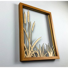 Özcanlar Çerçeve Sazlık 3D Ahşap Çerçevel Lazer Kesim Mdf Tablo Tekli Dekoratif Tablo