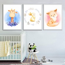 Özcanlar Çerçeve Bebek Odası Çocuk Odası Doğumgünü Parti Pano Tablo Mdf Baskı Dekorasyon Hayvanlar Diyarı Resim Çerçeveli Çocuk Odası 30X40