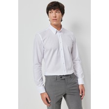 ALTINYILDIZ CLASSICS Erkek Beyaz Slim Fit Dar Kesim Düğmeli Yaka %100 Pamuk Oxford Gömlek