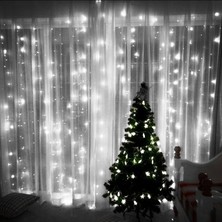 Kuzey Beyaz Salkım LED Işık 3.50X2 Metre Salkım Işık Beyaz LED Işık 10 Dallı Modlu 220V Beyaz Perde LED Işık Yılbaşı Işıkları