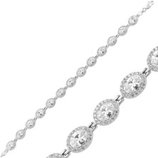 925 Gümüş Gümüş Taşlı Oval Su Yolu  925 Ayar Gümüş Bileklik