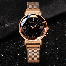 Gogoey Kadın Kol Saati Lüks Moda Şık Trend Bayan Set Saat Rose Gold Renk + 4 Adet Bileklik