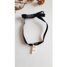 Petek Aksesuar F Harf Tarz Incili Kurdela Choker Kolye