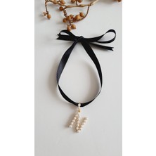 Petek Aksesuar N Harf Tarz Incili Kurdela Choker Kolye