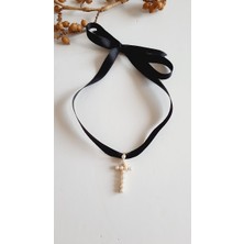 Petek Aksesuar T Harf Tarz Incili Kurdela Choker Kolye