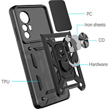 MTK Moveteck Xiaomi Mi 12T ve Mi 12T Pro 200 Mp 6.67INÇ Uyumlu Zırh Kılıf Kamera Korumalı Military Tank Buffer Antidroop Case