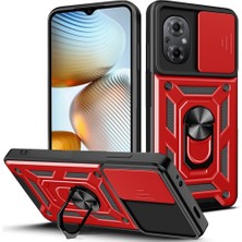 MTK Moveteck Xiaomi Poco M5 Uyumlu Kılıf Kamera Korumalı Pars Lens Sürgülü Yüzüklü Zırh Tank Yüzüklü Military Shockproof Armor Case