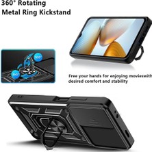 MTK Moveteck Xiaomi Poco M5 Uyumlu Kılıf Kamera Korumalı Pars Lens Sürgülü Yüzüklü Zırh Tank Yüzüklü Military Shockproof Armor Case