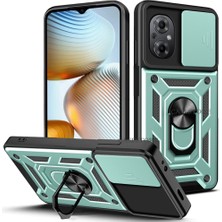 MTK Moveteck Xiaomi Poco M5 Uyumlu Kılıf Kamera Korumalı Pars Lens Sürgülü Yüzüklü Zırh Tank Yüzüklü Military Shockproof Armor Case