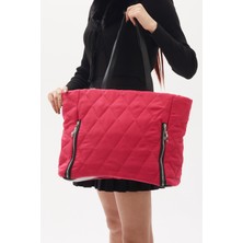 Power Speed  Kadın Fuşya Fermuar Detaylı Kapitone Tote Çanta