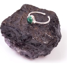 Taş Sandığı Malahit Taşı Gümüş Yüzük - Ayarlamalı