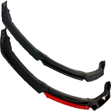 EK Tuning 4 Parça Ön Ek Tampon Lip Piano Black (Siyah-Kırmızı)