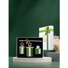 Tiem Concept Yılbaşı Kutulu Yeşil Renkli Bergamot Kokulu Yıldız Tepelikli 3'lü Mum ve Oda Koku Seti