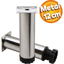 Badem10 Akça Ayarlanabilir Mobilya Kanepe Koltuk Baza Yükseltme Yükseltici Ayağı Metal Ayakları 12 Cm Krom