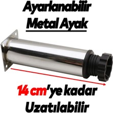 Badem10 Akça Ayarlanabilir Mobilya Kanepe Koltuk Baza Yükseltme Yükseltici Ayağı Metal Ayakları 12 Cm Krom