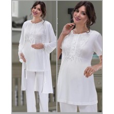 Nehir 2036 Hamile Lohusa 3lü Pijama Sabahlık Takım